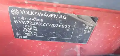 Verschrottungsfahrzeug volkswagen lupo (6x1/6e1) 1.4 16v des jahres 2000 angetrieben aht