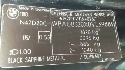 Veículo de Sucata bmw serie 1 berlina (e81/e87) 118d do ano 2009 alimentado n47d20c