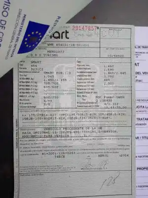 Утилизация автомобиля smart forfour (454) 1.3 (454.031) года 0 питание 135930