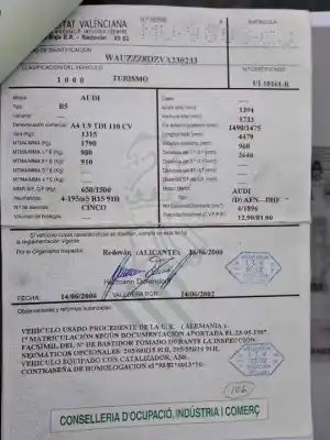 Здавання транспортного засобу audi a4 b5 (8d2) 1.9 tdi року 0 потужний afn