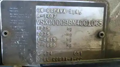 Scrapping Vehicle opel corsa a gl of the year 1991 powered 14nv