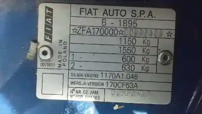 Veículo de Sucata fiat cinquecento (170) 0.9 i.e. do ano 1997 alimentado 1170a1.046
