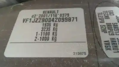 Sloopvoertuig renault scenic iii dynamique van het jaar 2009 aangedreven k9k 832