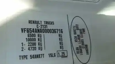 Veículo de Sucata renault mascott fg 160. 35/55/65 cabina individual do ano 2007 alimentado zd30
