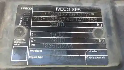 Утилизация автомобиля iveco daily ka caja cerrada gran espacio 35c... batalla 3300 года 2012 питание f1ce3481j