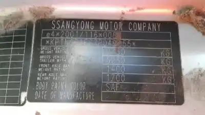 Утилизация автомобиля ssangyong rodius xdi года 2008 питание d27dt