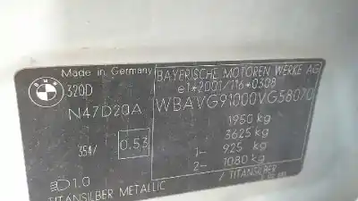 Sloopvoertuig bmw serie 3 berlina (e90) 320d van het jaar 2008 aangedreven n47d20a