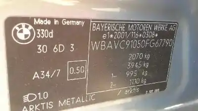 Veicolo di demolizione bmw                                                serie 3 berlina (e90)                                                                                                                                                                                                                                      330d                                                                                                                                                                                                                                                       dell'anno 2006 alimentato m57306d3