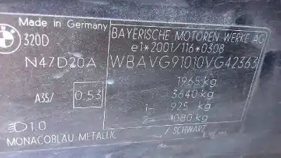Veículo de Sucata bmw serie 3 berlina (e90) 320d do ano 2007 alimentado n47d20a
