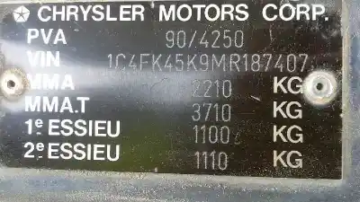 Scrapping Vehicle chrysler voyager (es) 2.5 cat of the year 1996 powered 