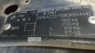 Scrapping Vehicle bmw serie 3 compacto (e36) 316i of the year 1994 powered 164e2g