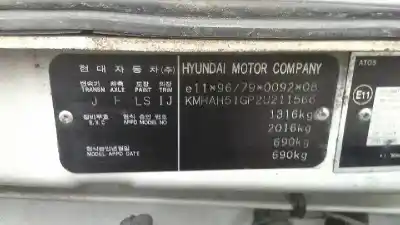 Scrapping Vehicle hyundai atos prime (mx) gls of the year 2001 powered g4hc-e