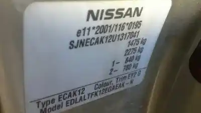 Sloopvoertuig nissan micra (k12e) acenta van het jaar 2004 aangedreven cr14de