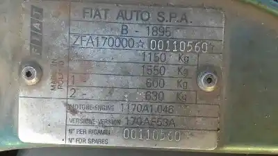 Veículo de Sucata fiat cinquecento (170) 0.9 i.e. do ano 1993 alimentado 1170a1046