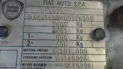 Утилизация автомобиля lancia delta 1500 automático года 1992 питание 831b1000