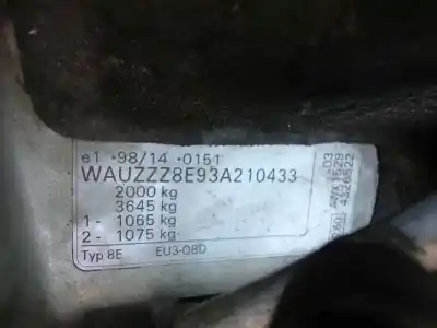 Veículo de Sucata audi a4 avant (8e) 1.9 tdi (96kw) do ano 2003 alimentado awx