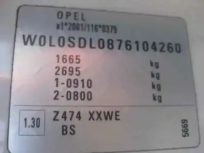 Veículo de Sucata opel corsa d cosmo do ano 2007 alimentado z13dtj