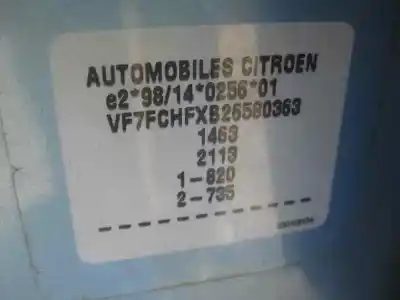 Утилизация автомобиля citroen c3 (f desde 11/2001) 1.1 8v года 2003 питание hfxtu1jp