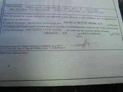 Scrapping Vehicle daewoo tacuma 2.0 cat of the year 2004 powered t20sed