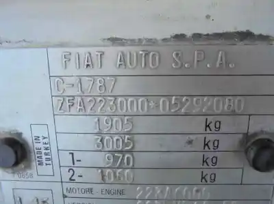 Véhicule à la ferraille fiat doblo (119) 1.9 d elx de l'année 2004 alimenté 223a6000