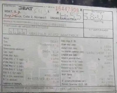 Veículo de Sucata seat inca (6k9) 1.4 do ano 1997 alimentado aex-apq