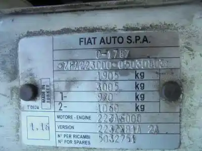 Scrapping Vehicle fiat doblo (119) 1.9 d elx of the year 2001 powered 223a6000