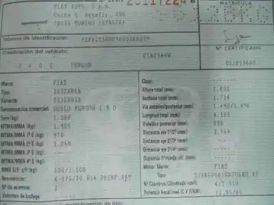 Scrapping Vehicle fiat doblo (119) 1.9 d elx of the year 2001 powered 223a6000