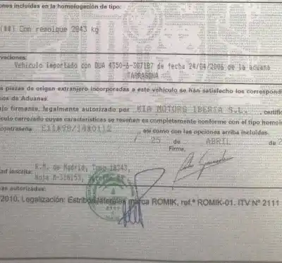 Scrapping Vehicle kia carnival ii 2.9 cdri ex of the year 2006 powered j3