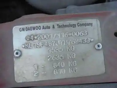 Scrapping Vehicle chevrolet kalos 1.4 sr of the year 2007 powered f14d3