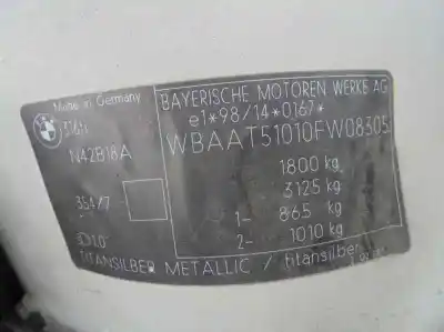 Scrapping Vehicle bmw serie 3 compact (e46) 1.8 16v of the year 2001 powered n46b18a