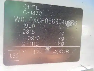 Veicolo di demolizione opel combo tour 1.3 cdti 16v dell'anno 2006 alimentato z13dt