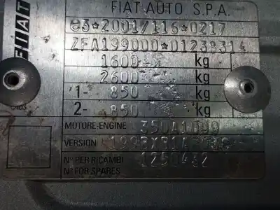 Veicolo di demolizione FIAT GRANDE PUNTO (199_)  dell'anno 2007 alimentato 350 A1.000