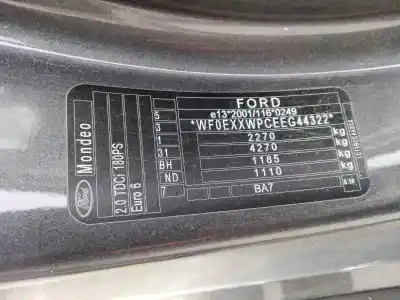 Veículo de Sucata ford mondeo turn. business edition 180 cv / 132 kw do ano 2001 alimentado t8cc