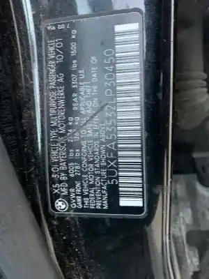 Verschrottungsfahrzeug bmw x5 (e53) 3.0i des jahres 2001 angetrieben m54306s3