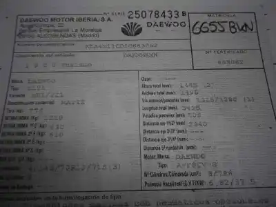 Veicolo di demolizione daewoo matiz s dell'anno 2001 alimentato f8cv