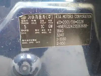 Veicolo di demolizione kia cerato 2.0 ex crdi berlina dell'anno 2005 alimentato d4ea