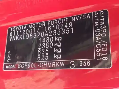 Véhicule à la ferraille toyota yaris (ksp9/scp9/nlp9) básico de l'année 2007 alimenté 2sz