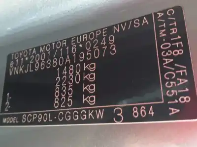 Scrapping Vehicle toyota yaris (ncp1/nlp1/scp1) 1.3 expo of the year 2007 powered 2sz