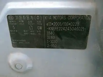 Veicolo di demolizione KIA CERATO 2.0 EX CRDi Berlina dell'anno 2004 alimentato D4EA