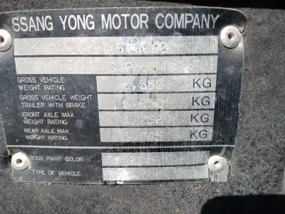 Veículo de Sucata ssangyong rexton 2.9 turbodiesel cat do ano 2003 alimentado 662la