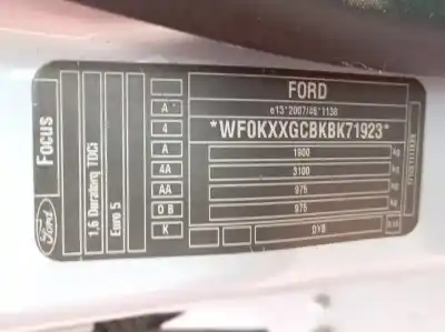 Sloopvoertuig ford focus lim. (cb8) ambiente van het jaar 2011 aangedreven t3db