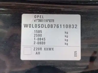 Veicolo di demolizione opel corsa d catch me dell'anno 2007 alimentato z14xep