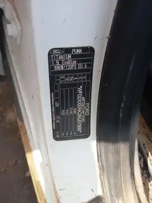 Scrapping Vehicle ford puma titanium 120 cv / 88 kw of the year 2021 powered ztje