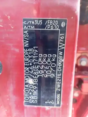 Veículo de Sucata toyota corolla (e21) hybrid style 140 cv / 103 kw do ano 2021 alimentado 2zr