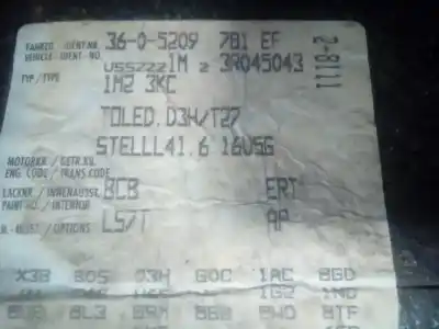 Veículo de Sucata seat toledo (1m2) executive do ano 2002 alimentado bcb