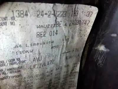 Veículo de Sucata audi a4 berlina (8e) 1.8 t sport edition do ano 2004 alimentado avj