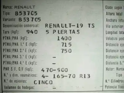 Scrapping Vehicle renault   of the year 1991 powered e6j