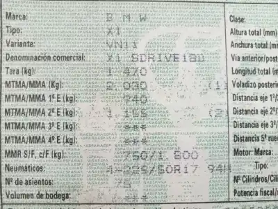 Sloopvoertuig bmw x1 e84 (2009-2015) van het jaar 2009 aangedreven 