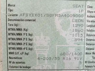 Veicolo di demolizione seat leon (1p1) 1.9 tdi dell'anno 2007 alimentato 