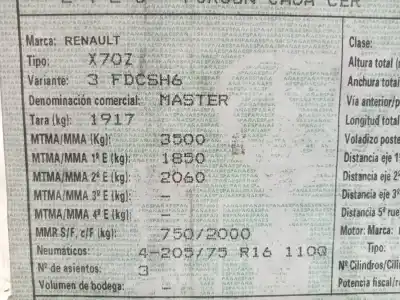 Здавання транспортного засобу renault master ii phase 2 combi 3.0 dci diesel cat (zd3) року 2006 потужний zd3202